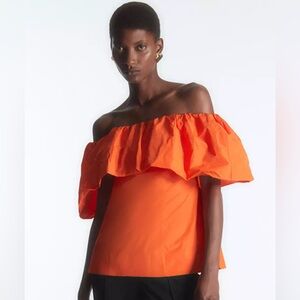 COS Voluminous off-the-shoulder top in orange